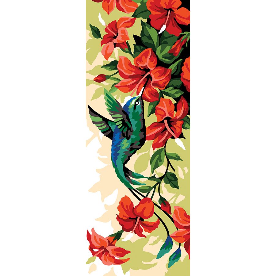 Colibrì tra i fiori rossi