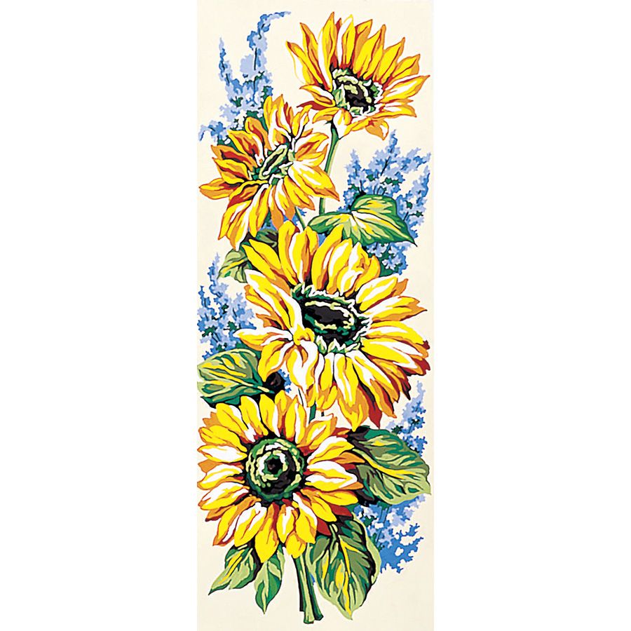 Girasoli e fiori blu