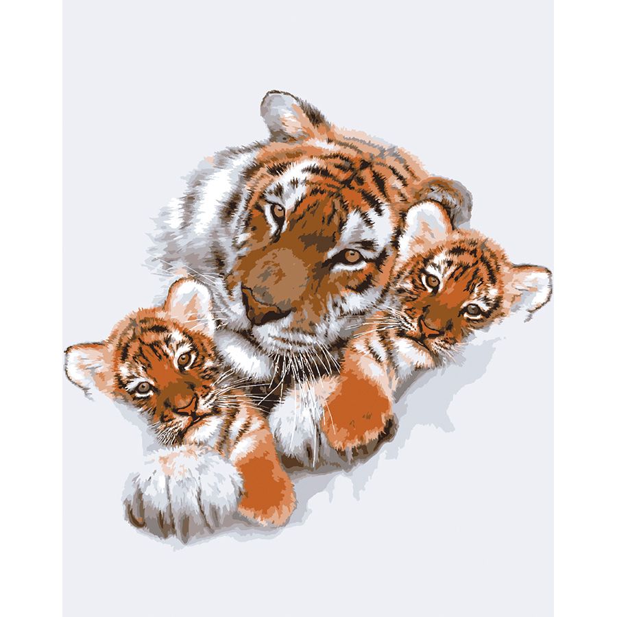 Cuccioli di tigre con la madre
