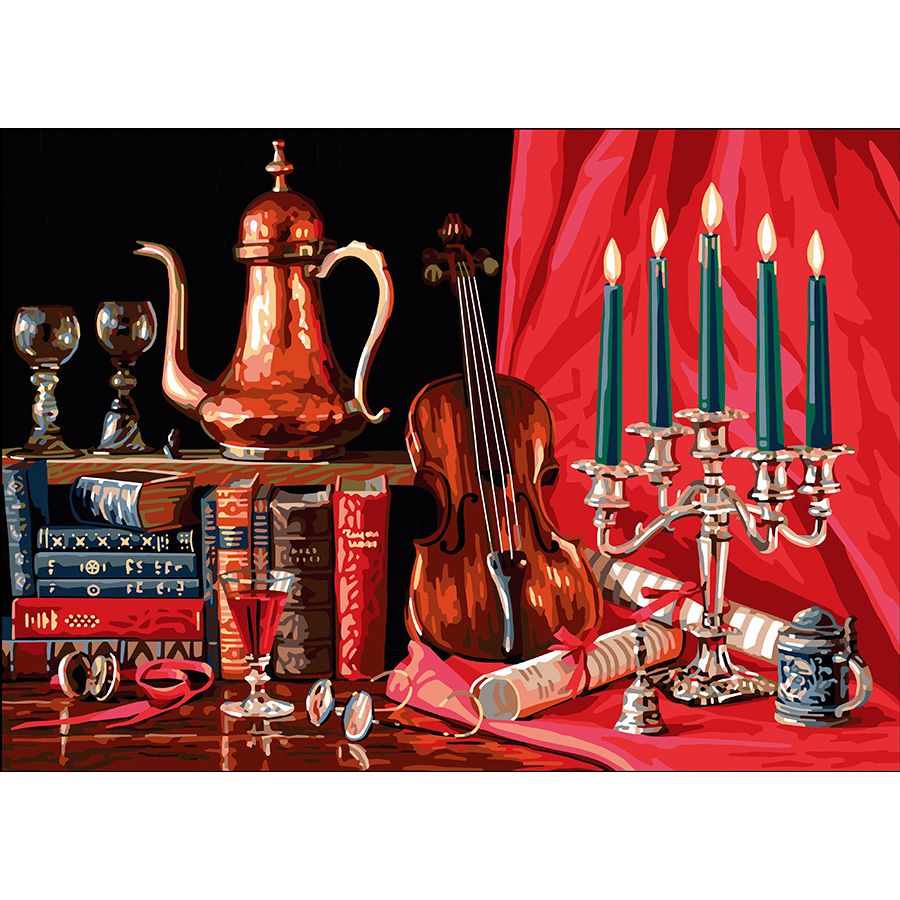 Candelabro con violino e il drink