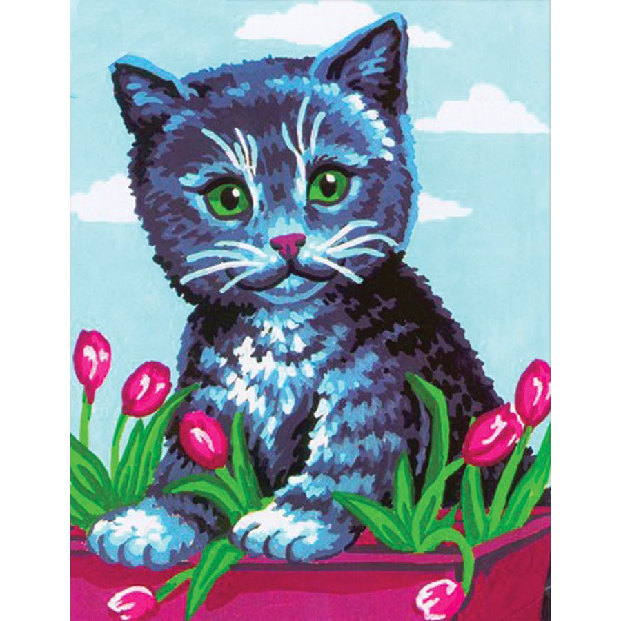 Il gattino tra i tulipani