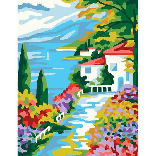 La strada fiorita e la casa sul mare