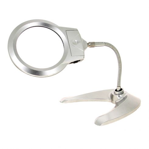Lente d'ingrandimento illuminata su supporto
