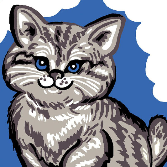 Gatto grigio felice