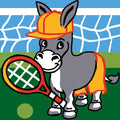 Asino che gioca a tennis