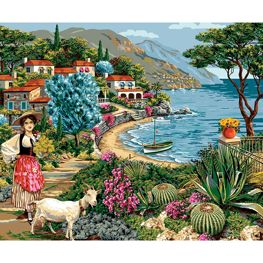 Pastorella sul paesaggio marittimo
