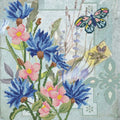 Fiori e farfalla blu