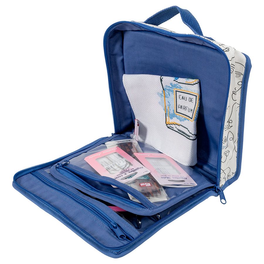 Mini borsa porta lavoro da ricamo "Facce"