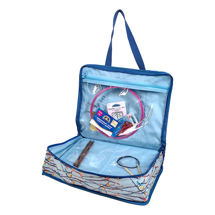 Borsa porta lavoro da ricamo "Uccelli blu"