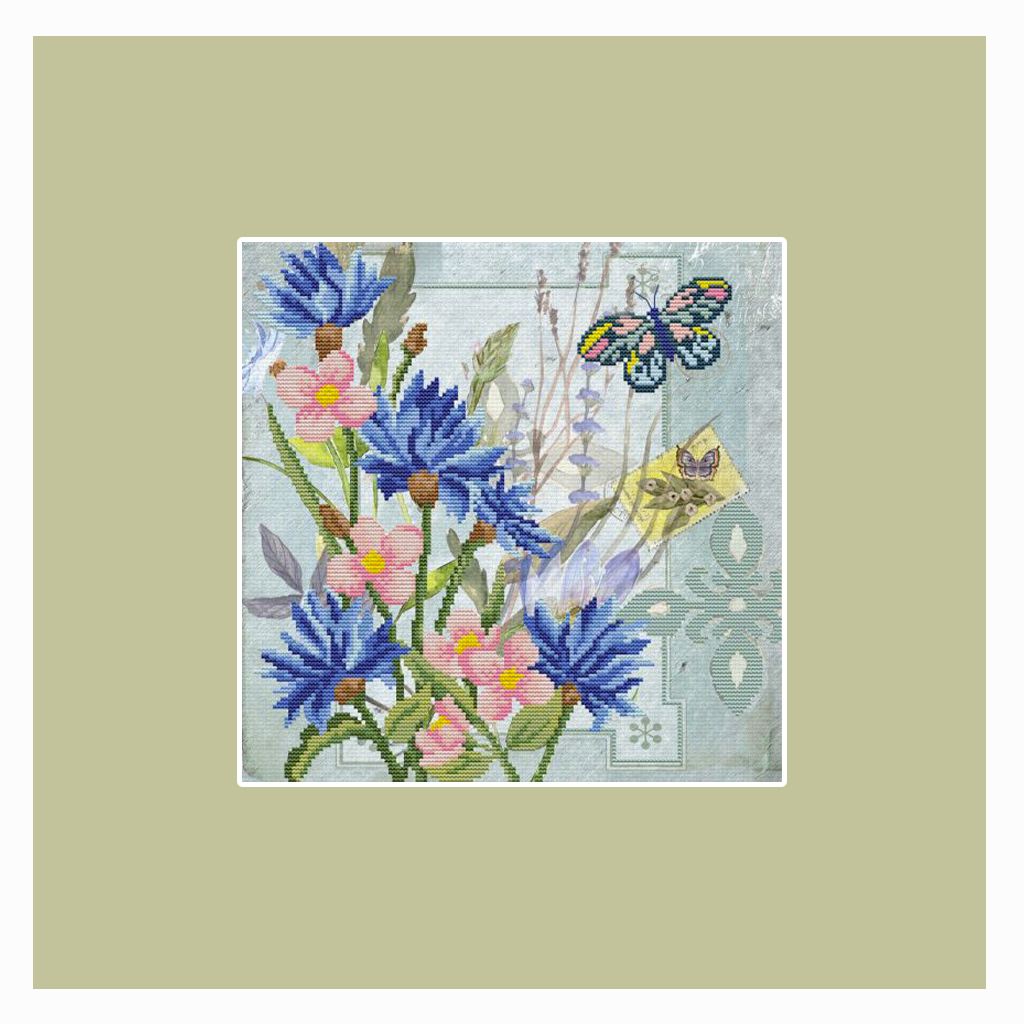 Kit Punto Croce VERVACO Set Di 3 Fiori E Lavanda - Sacchetti Bomboniere Da Ricamare, 8x12 Cm