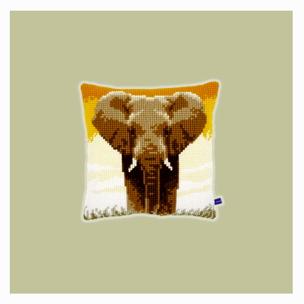 VOID Cuscino Quadrato 50x50 Cm Con Stamapa Elefante Tramonto – Federa In Poliestere Impermeabile, Per Esterno E Interno