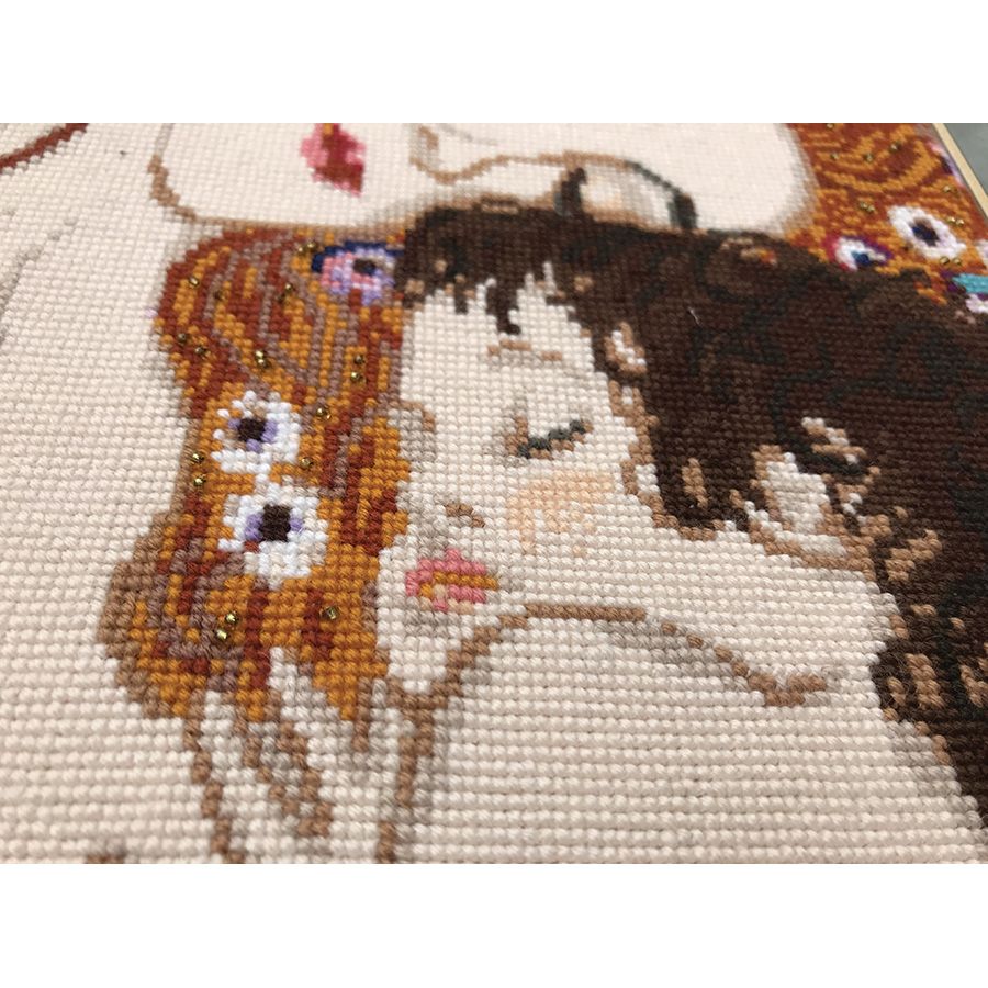 Kit Ricamo Punto Croce Amore Materno Di Klimt - 30x35cm, 14 Count, Con Filo E Ago, Per Principianti - Foto 8