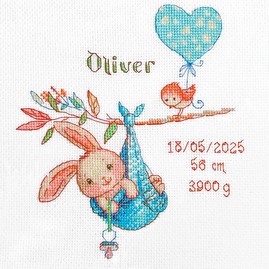 Ricamo per annuncio di nascita di un bambino