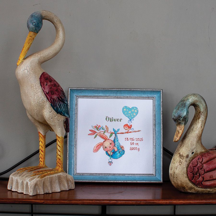 Ricamo per annuncio di nascita di un bambino