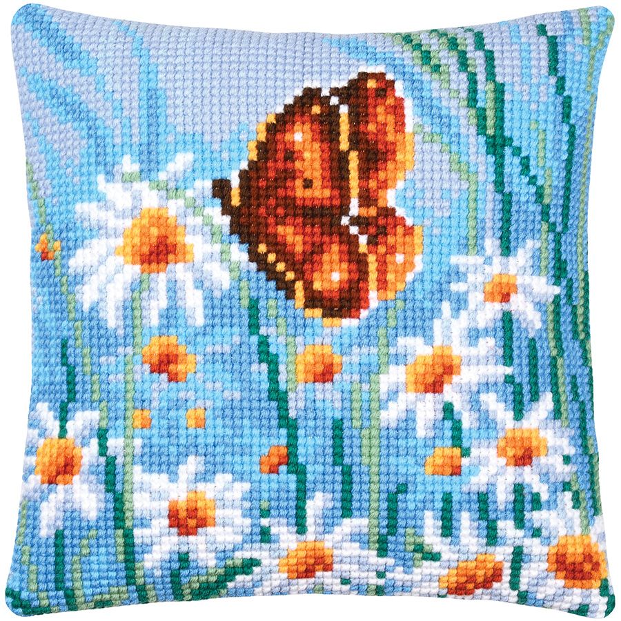 Farfalla e fiori - blu